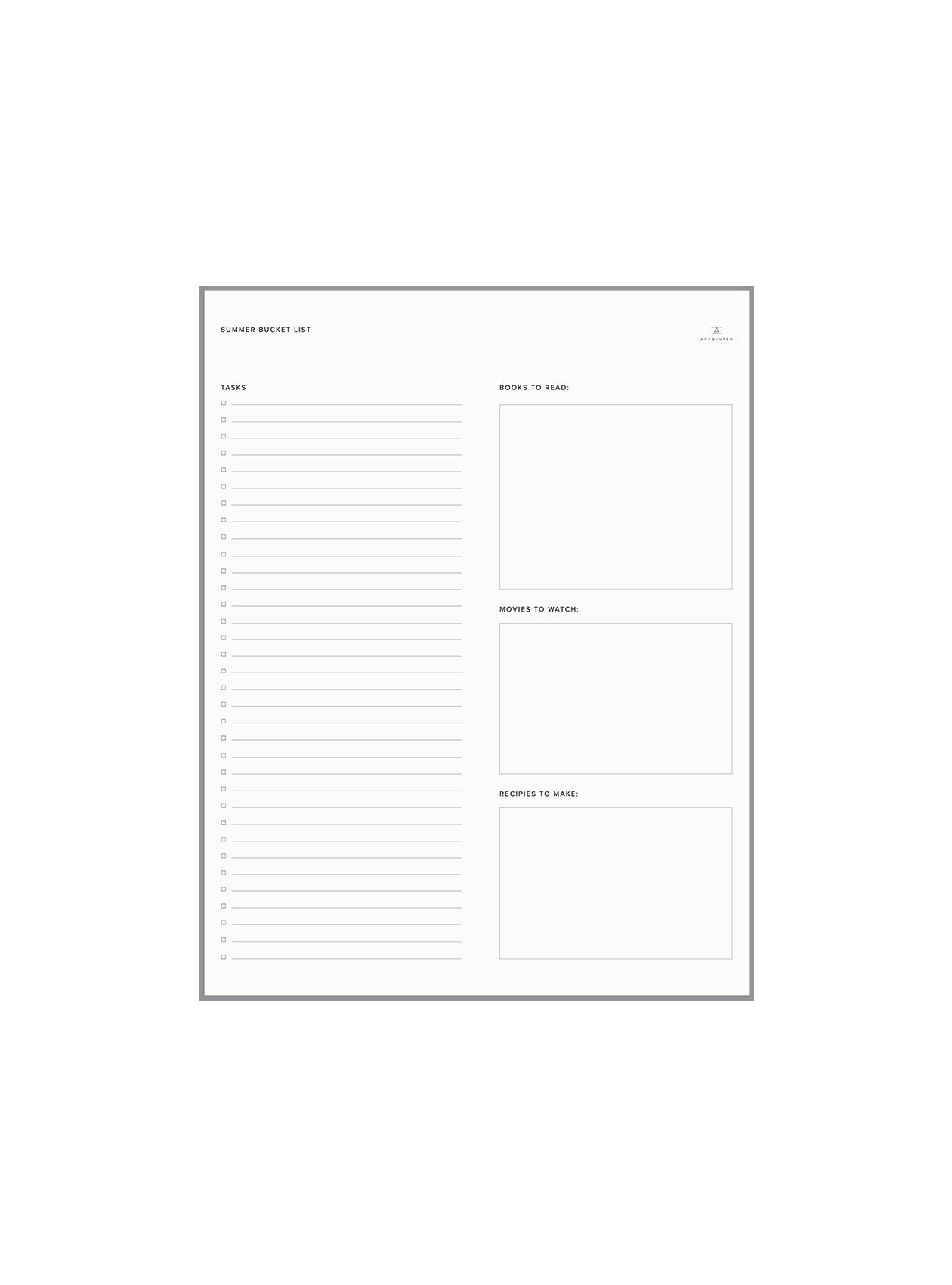 Summer Bucket List